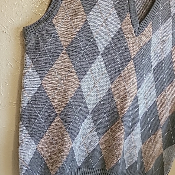 Mister Man Grandpa Sweater Vest Men's Size L Grey Argyle Pattern V-Neck … - Picture 3 of 10